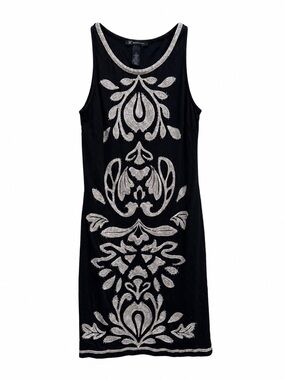 INC Petite Black Beaded Embellished Shift Dress Cocktail Party Holiday Small Y2K